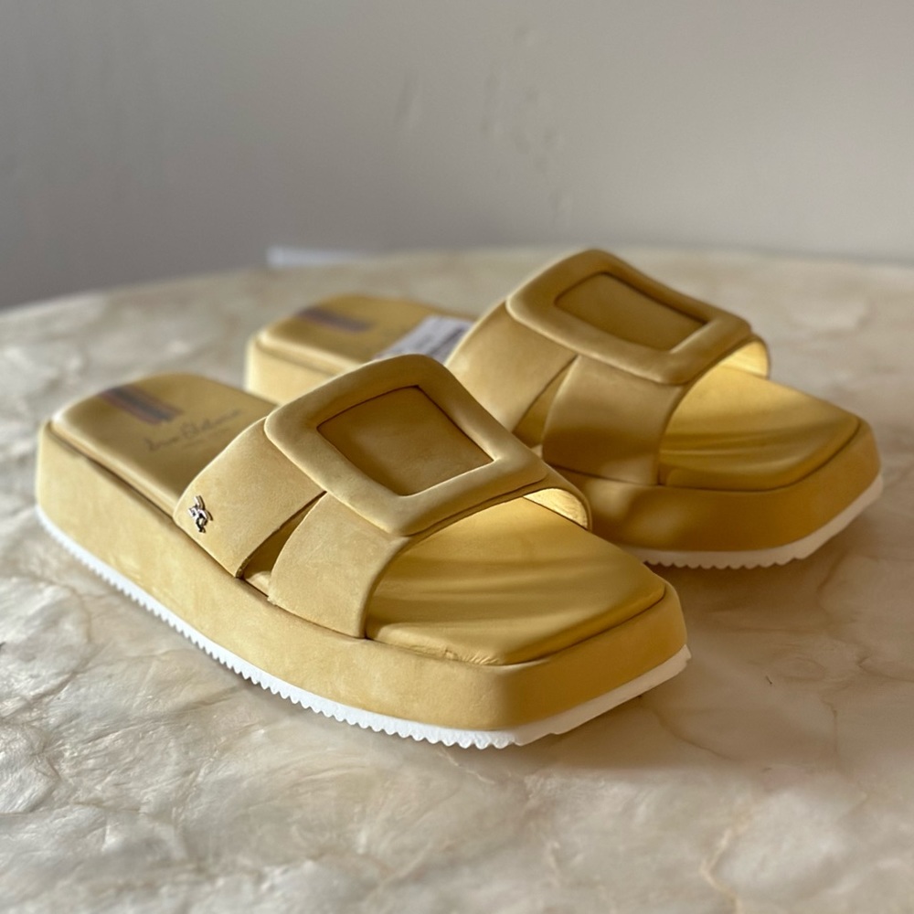 Sam Edelman Pastel Yellow Platform Slides
